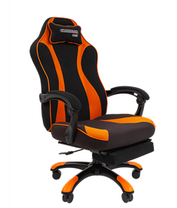 Игровое кресло CHAIRMAN GAME 35 с выдвижной подставкой для ног Ткань черная / Ткань оранжевая в Пскове