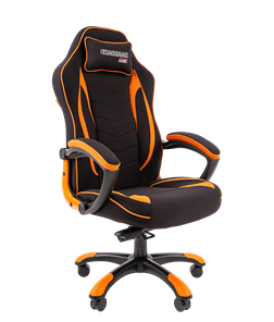 Кресло игровое CHAIRMAN GAME 28 Полиэстер комбинированная ткань оранжевый/черный в Пскове