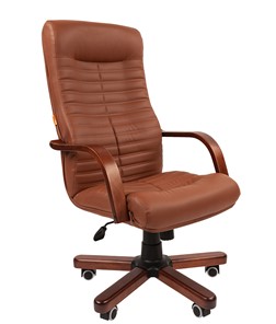 Кресло CHAIRMAN 480 WD, экокожа, цвет коричневый в Пскове