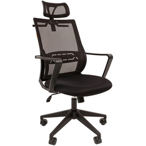 Кресло компьютерное CHAIRMAN 545 сетка/ткань черный в Пскове