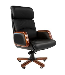 Офисное кресло CHAIRMAN 417 кожа черная в Пскове - предосмотр