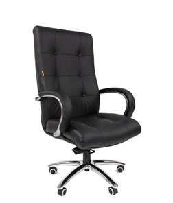 Кресло офисное CHAIRMAN 424 Кожа черная в Пскове