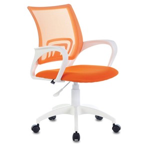 Кресло офисное Brabix Fly MG-396W (с подлокотниками, пластик белый, сетка, оранжевое) 532401 в Пскове