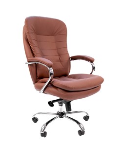 Офисное кресло CHAIRMAN 795 кожа, цвет коричневый в Пскове