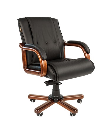 Офисное кресло CHAIRMAN 653M кожа черная в Пскове - изображение