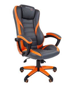 Кресло офисное CHAIRMAN GAME 22 эко кожа, серый/оранжевый в Пскове