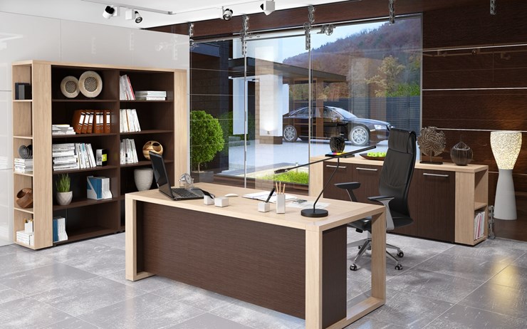 Кабинет руководителя ALTO с высоким шкафом для одежды, низким для документов и журнальным столиком в Пскове - изображение 3