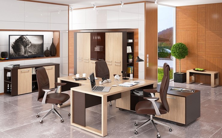 Кабинет руководителя ALTO с высоким шкафом для одежды, низким для документов и журнальным столиком в Пскове - изображение 5