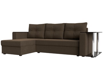 Угловой диван с оттоманкой Атланта Лайт, Коричневый (рогожка) в Пскове