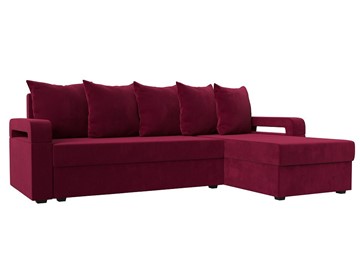 Угловой диван с оттоманкой Гермес Лайт, Бордовый (Микровельвет) в Пскове