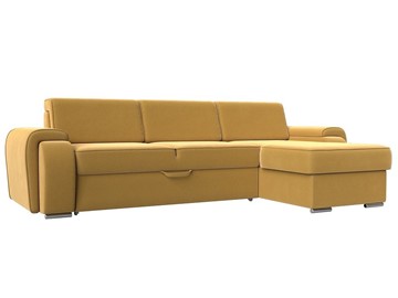 Угловой раскладной диван Лига-025, Желтый (Микровельвет) в Пскове