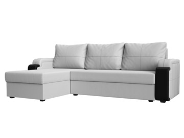 Угловой диван с оттоманкой Николь лайт, Белый/Черный (экокожа) в Пскове