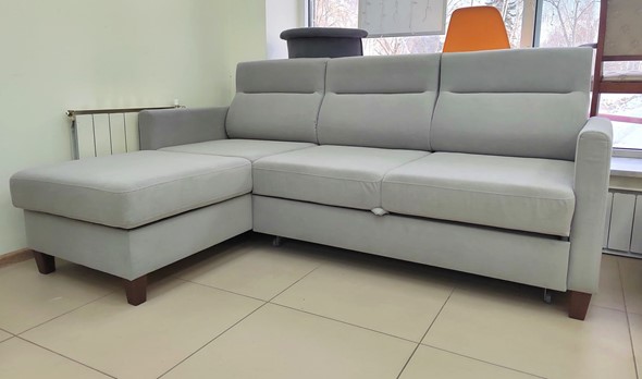 Угловой диван с оттоманкой Марсель Luma 13 серый велюр в Пскове - изображение