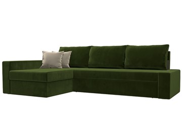 Угловой диван для гостиной Версаль, Зеленый/Бежевый (микровельвет) в Пскове