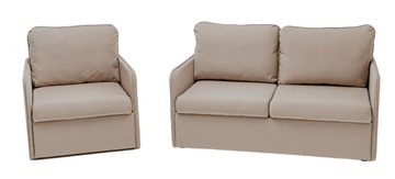 Комплект мебели Амира бежевый диван + кресло в Пскове