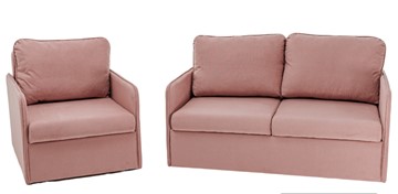 Мебельный комплект Амира розовый диван + кресло в Пскове