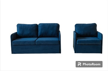 Мебельный комплект Амира синий диван + кресло в Пскове