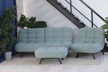 Комплект мебели Абри цвет мята кресло + диван + пуф опора металл в Пскове