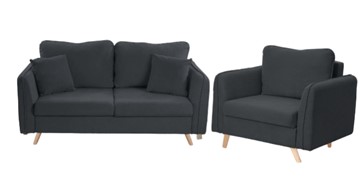 Комплект мебели Бертон графит диван+ кресло в Пскове
