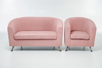 Комплект мебели Брамс  цвет розовый диван 2Д + кресло в Пскове