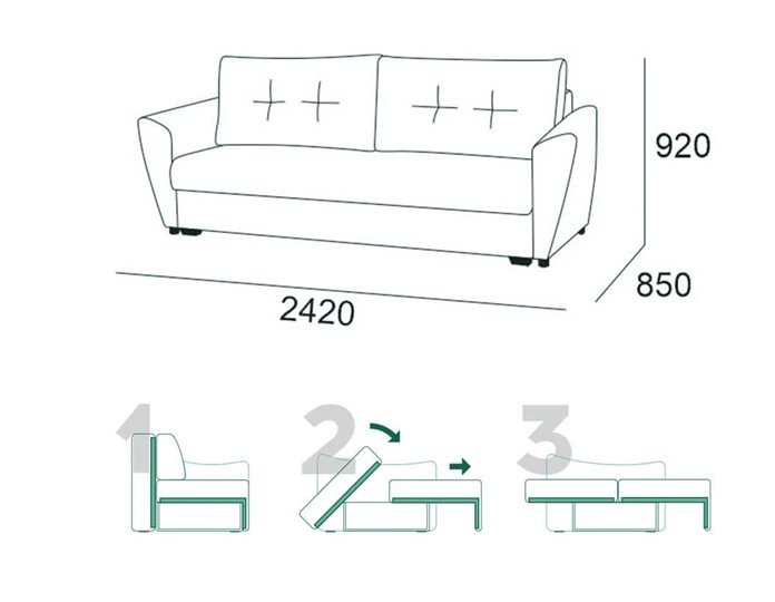 Прямой диван Мальта 1 К БД в Пскове - изображение 5