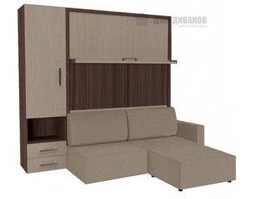 Шкаф-кровать Кровать-трансформер Smart (ШЛ+КД 1400+Пуф), шкаф левый, правый подлокотник в Пскове