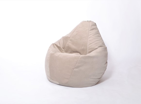 Кресло-мешок Груша среднее, велюр однотон, бежевое в Пскове - изображение
