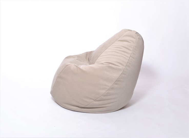 Кресло-мешок Груша среднее, велюр однотон, бежевое в Пскове - изображение 2