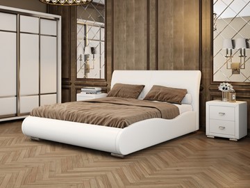 Кровать двуспальная Corso-8 Lite 160х200, Экокожа (Белый) в Пскове