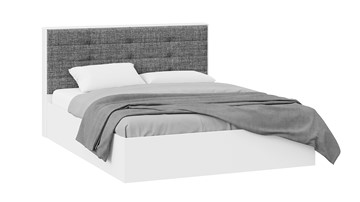 Кровать двуспальная с подъемным механизмом Тесса (Белый Жемчуг/Рогожка серая) в Пскове
