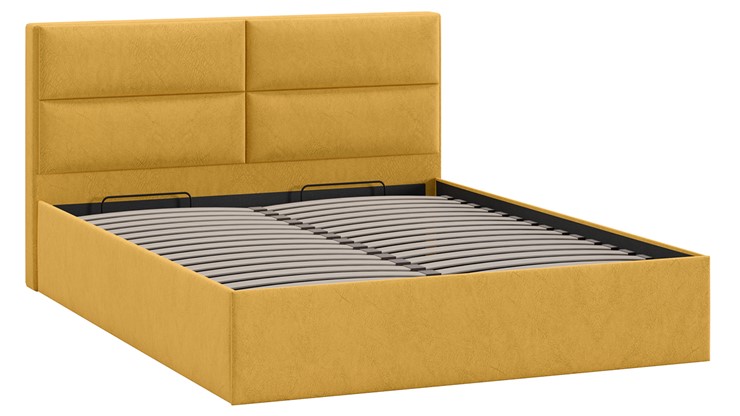 Кровать с механизмом двуспальная Глосс Тип 1 (Микровелюр Wellmart Yellow) в Пскове - изображение 2