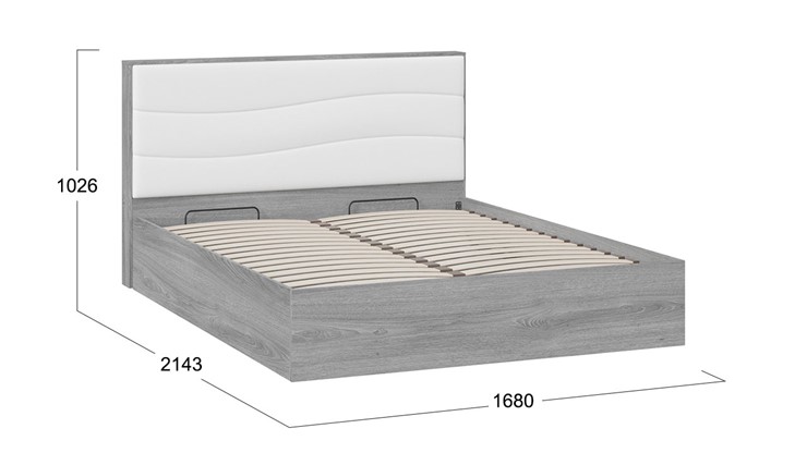Кровать с механизмом двуспальная Миранда тип 1 (Дуб Гамильтон/Белый глянец) в Пскове - изображение 1