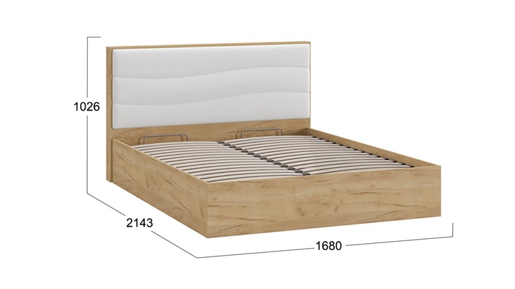 Двуспальная кровать с механизмом Миранда тип 1 (Дуб крафт золотой/Белый глянец) в Пскове - изображение 1