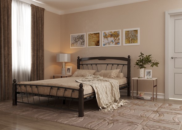 Полуторная кровать Муза 1, 1400, черный/шоколад в Пскове - изображение