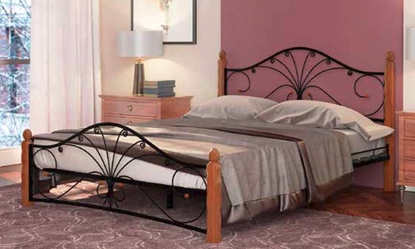 Полутороспальная кровать Фортуна 1, 1200, черный/махагон в Пскове - изображение
