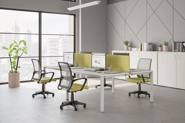 Комплект офисной мебели Комфорт КФ (белый премиум) на белом металокаркасе в Пскове - изображение