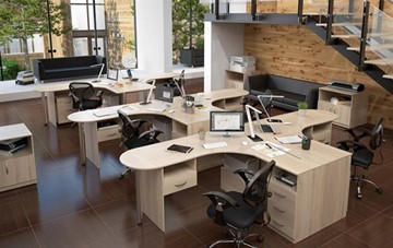 Набор мебели в офис SIMPLE с эргономичными столами и тумбами в Пскове - предосмотр