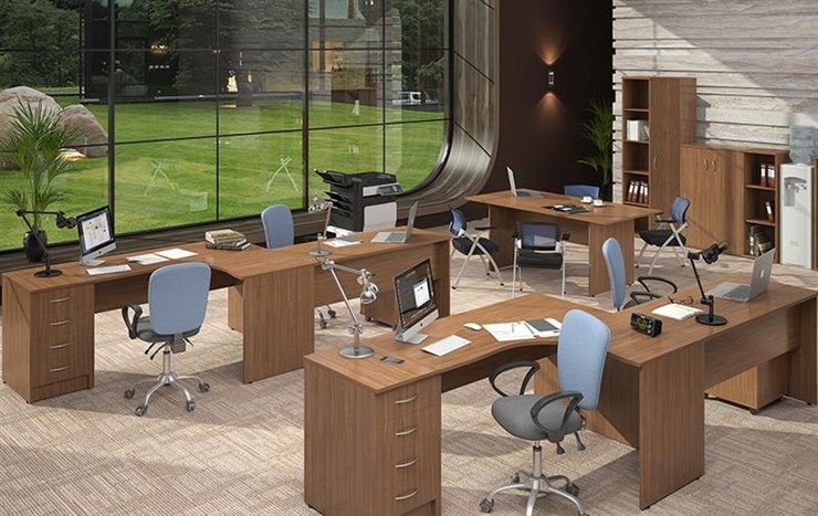 Офисный комплект мебели IMAGO три стола, 2 шкафа, стеллаж, тумба в Пскове - изображение
