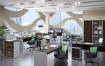 Офисный набор мебели IMAGO четыре рабочих места, стол для переговоров в Пскове - предосмотр