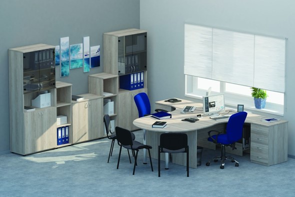 Комплект офисной мебели Twin для 2 сотрудников с совмещенными столами в Пскове - изображение