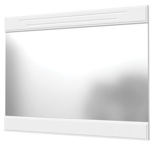 Навесное зеркало Олимп с декоративными планками (белый) в Пскове
