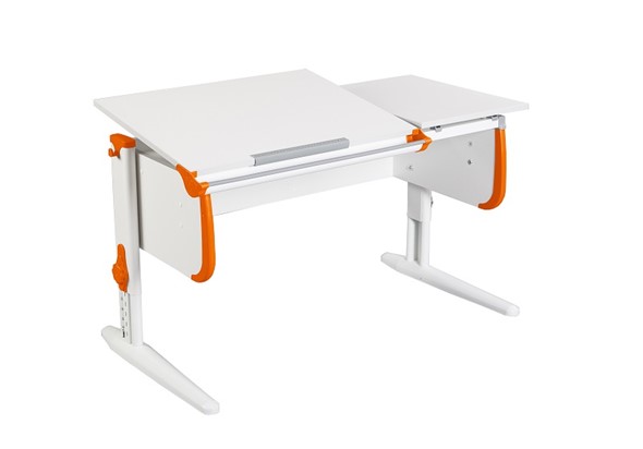 Детский стол-трансформер 1/75-40 (СУТ.25) белый/белый/Оранжевый в Пскове - изображение