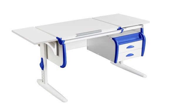 Детский стол-трансформер 1/75-40 (СУТ.25) + Polka_b 1/550 + Tumba 3 белый/белый/Синий в Пскове - изображение