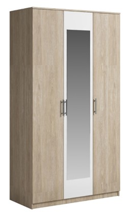 Шкаф 3 двери Светлана, с зеркалом, белый/дуб сонома в Пскове - изображение
