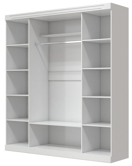 Шкаф четырехдверный в спальню Олимп ШР-4 (Белый) 2 зеркала в Пскове - изображение 1