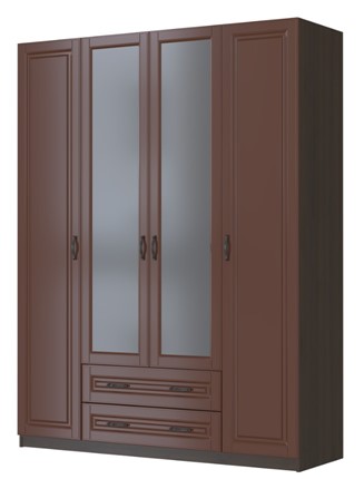 Шкаф четырехстворчатый в спальню Кантри, лак орех ШР-4, с 2мя зеркалами в Пскове - изображение