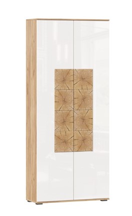 Шкаф двухстворчатый Фиджи с декоративными накладками 659.310, Дуб Золотой/Белый в Пскове - изображение
