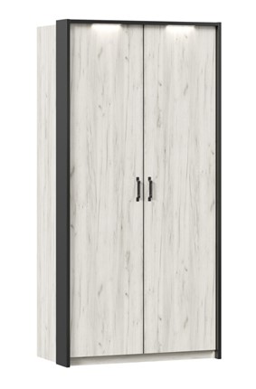 Шкаф 2х-дверный Техно с паспарту, Дуб крафт белый в Пскове - изображение