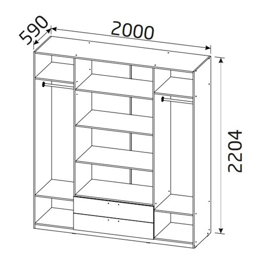Шкаф 4-х дверный Вега с 2 ящиками в Пскове - изображение 1