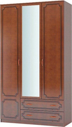 Шкаф трехстворчатый Лак ШР-3 (Орех) с зеркалом в Пскове - изображение